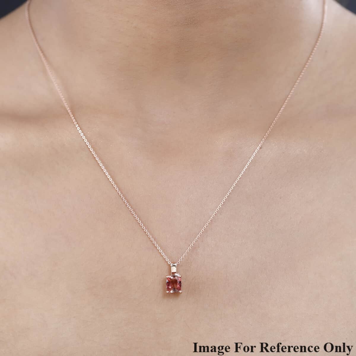 Premium Blush Tourmaline Solitaire Pendant in Vermeil Rose Gold Over Sterling Silver 1.35 ctw image number 2