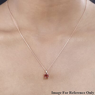 Premium Blush Tourmaline Solitaire Pendant in Vermeil Rose Gold Over Sterling Silver 1.35 ctw