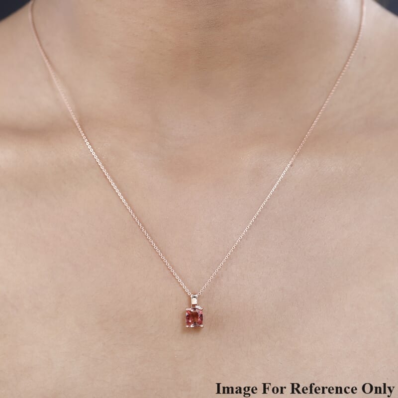 Premium Blush Tourmaline Solitaire Pendant in Vermeil Rose Gold Over Sterling Silver 1.35 ctw