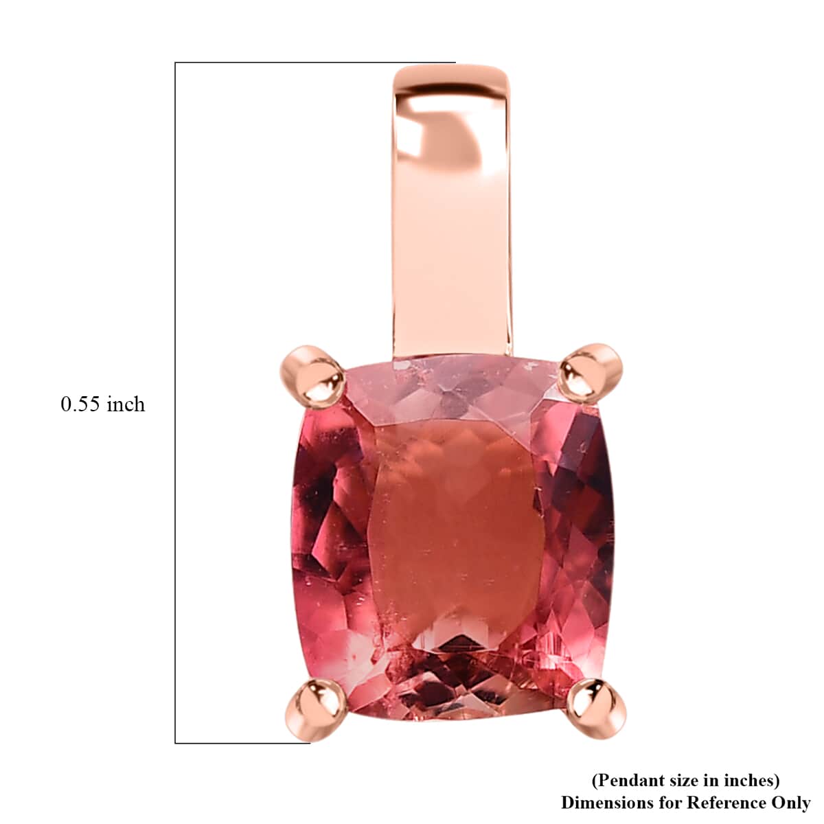 Premium Blush Tourmaline Solitaire Pendant in Vermeil Rose Gold Over Sterling Silver 1.35 ctw image number 5