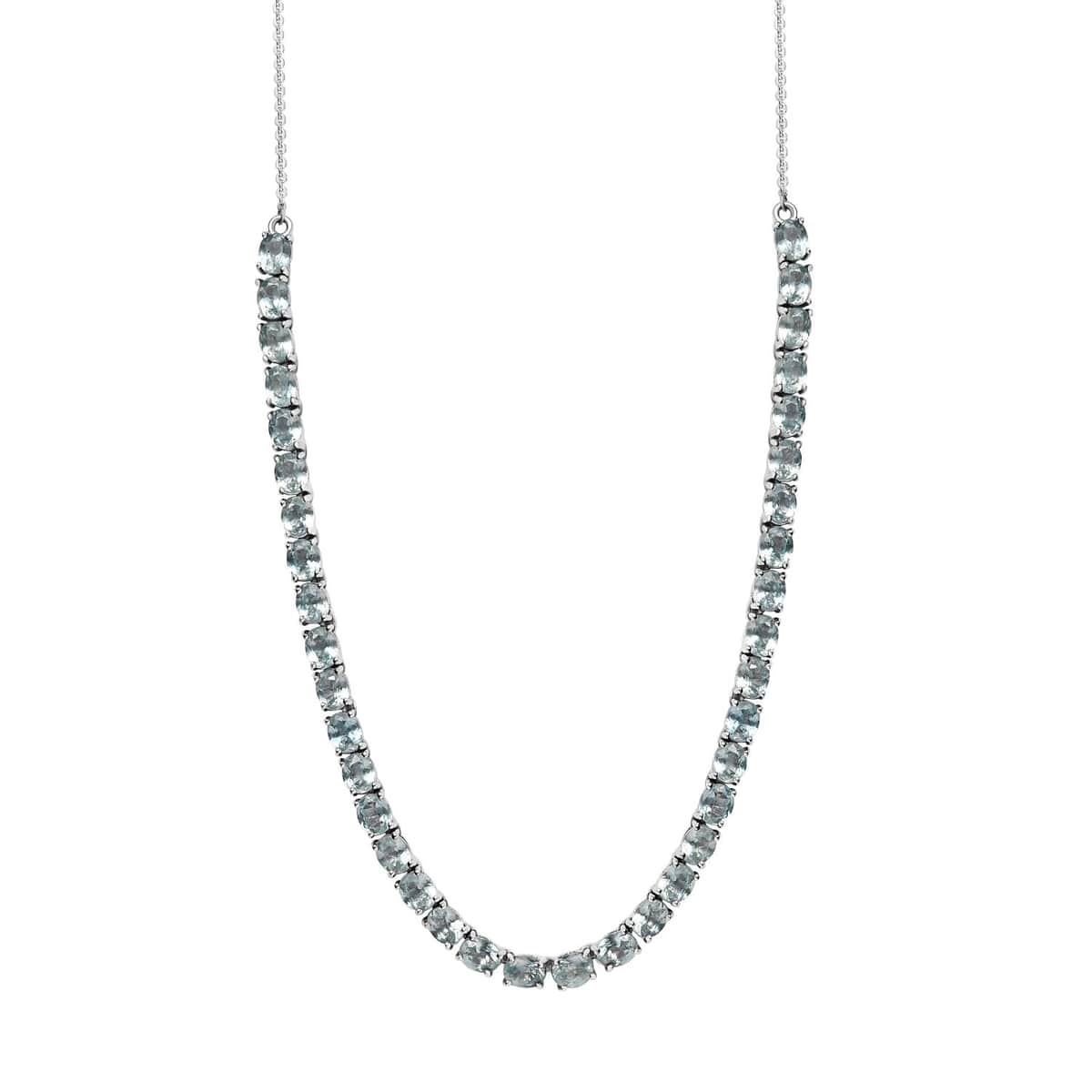 Aqua Kyanite Tennis Necklace 18 Inches in Platinum Over Sterling Silver 17.25 ctw image number 0