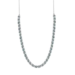 Aqua Kyanite Tennis Necklace 18 Inches in Platinum Over Sterling Silver 17.25 ctw