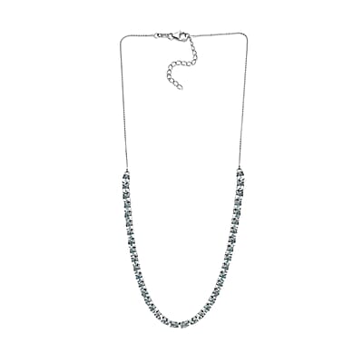 Aqua Kyanite Tennis Necklace 18 Inches in Platinum Over Sterling Silver 17.25 ctw