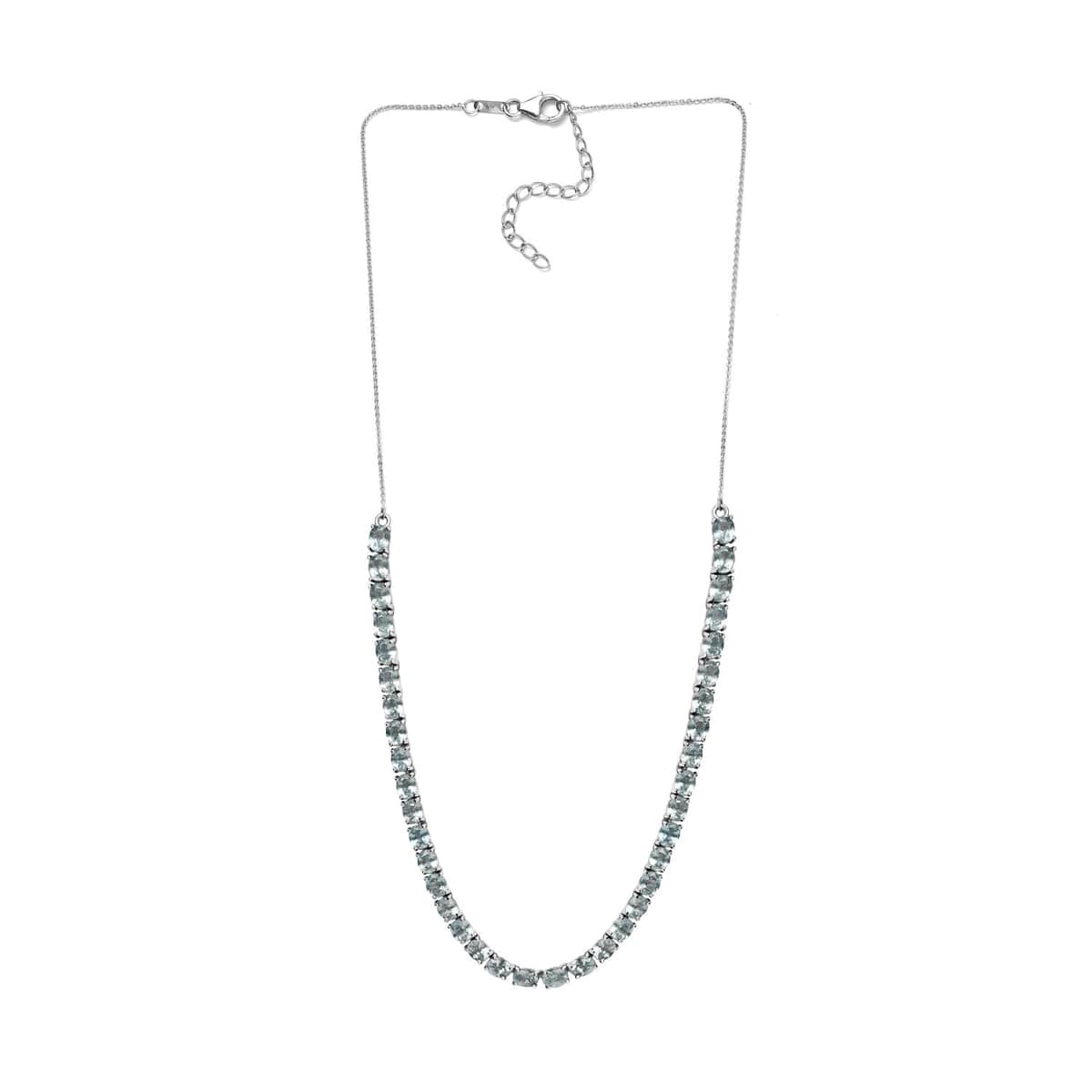 Aqua Kyanite Tennis Necklace 18 Inches in Platinum Over Sterling Silver 17.25 ctw image number 3