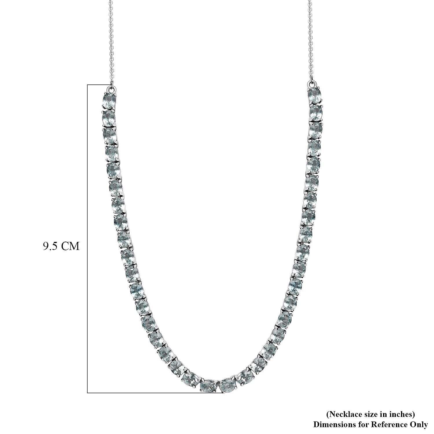 Aqua Kyanite Tennis Necklace 18 Inches in Platinum Over Sterling Silver 17.25 ctw