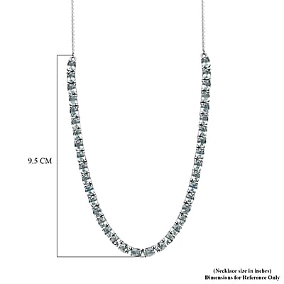 Aqua Kyanite Tennis Necklace 18 Inches in Platinum Over Sterling Silver 17.25 ctw