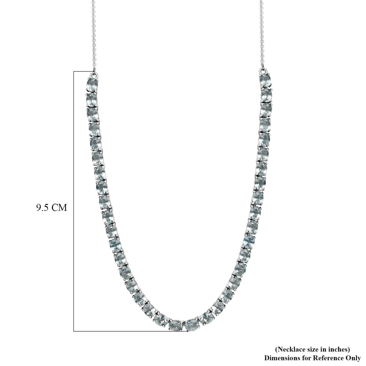 Aqua Kyanite Tennis Necklace 18 Inches in Platinum Over Sterling Silver 17.25 ctw image number 5