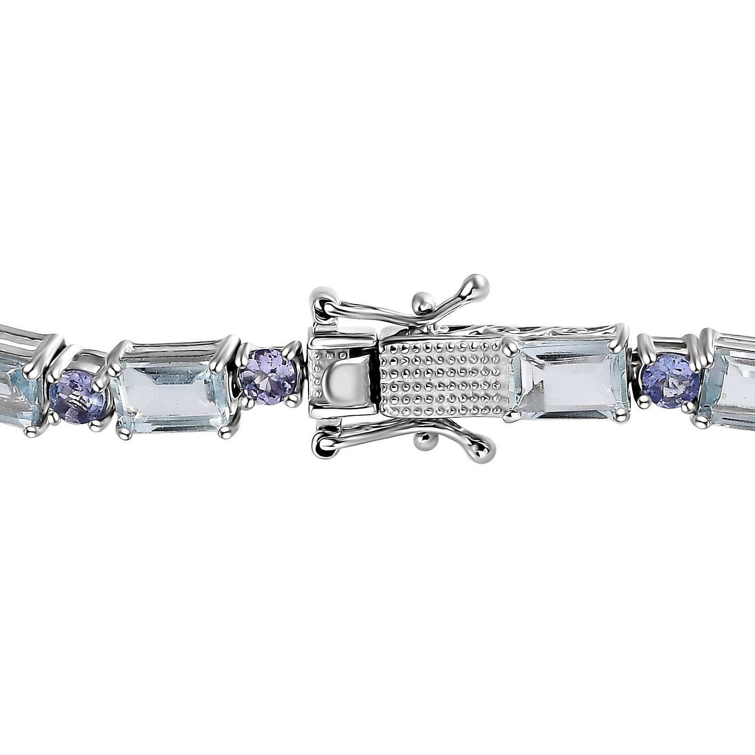 Premium Mangoro Aquamarine and Tanzanite Bracelet in Platinum Over Sterling Silver (6.50 In) 11.40 ctw