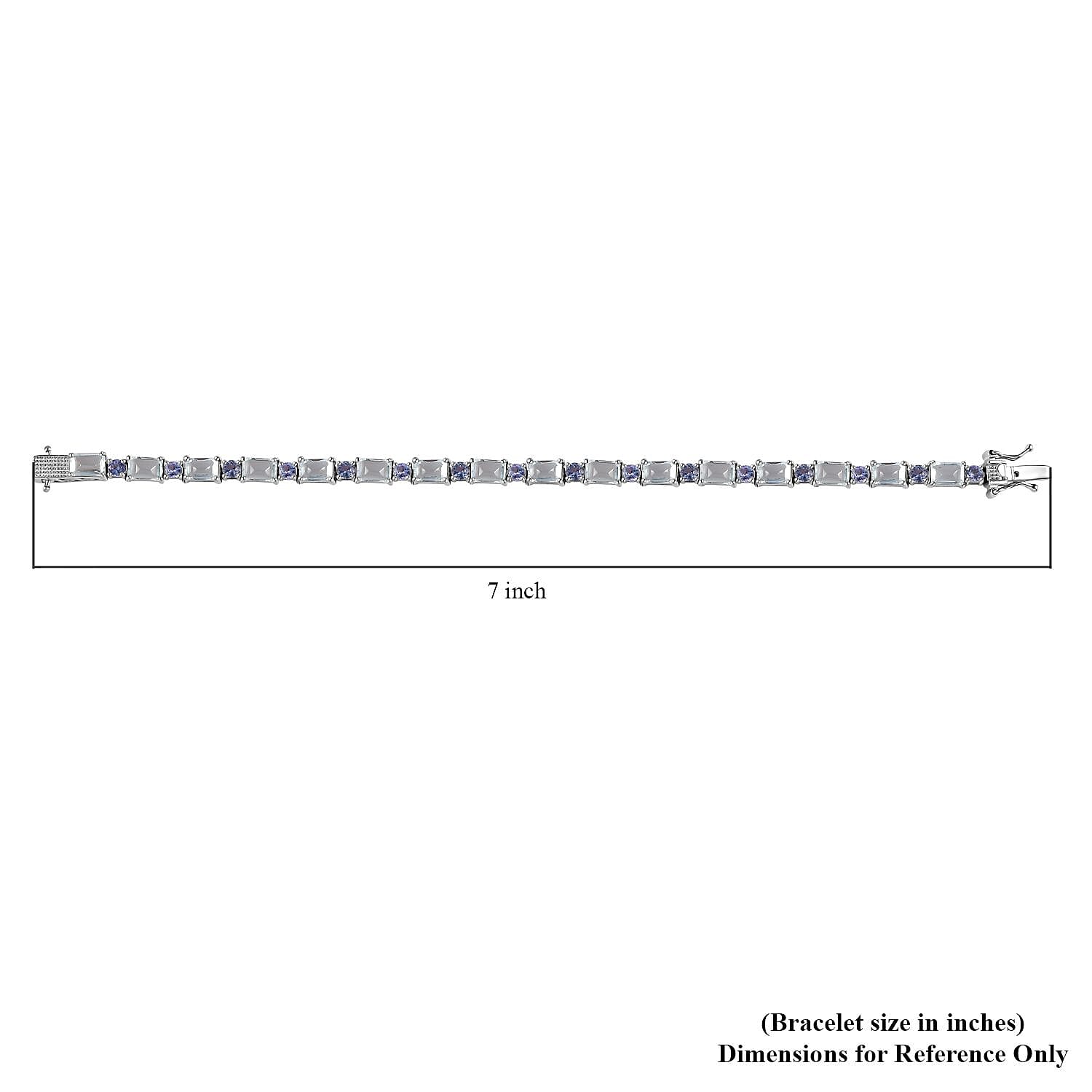 Premium Mangoro Aquamarine and Tanzanite Bracelet in Platinum Over Sterling Silver (6.50 In) 11.40 ctw