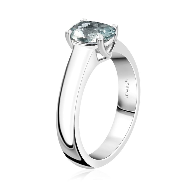 Aqua Kyanite Solitaire Ring in Platinum Over Sterling Silver (Size 10.0) 1.40 ctw