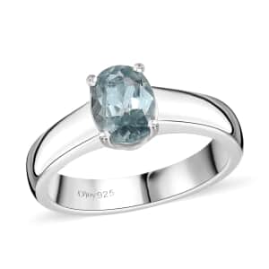 Aqua Kyanite Solitaire Ring in Platinum Over Sterling Silver (Size 7.0) 1.40 ctw