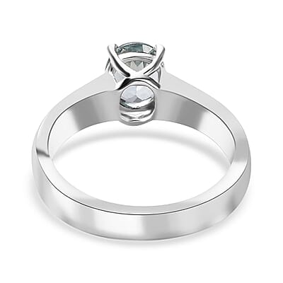 Aqua Kyanite Solitaire Ring in Platinum Over Sterling Silver (Size 7.0) 1.40 ctw