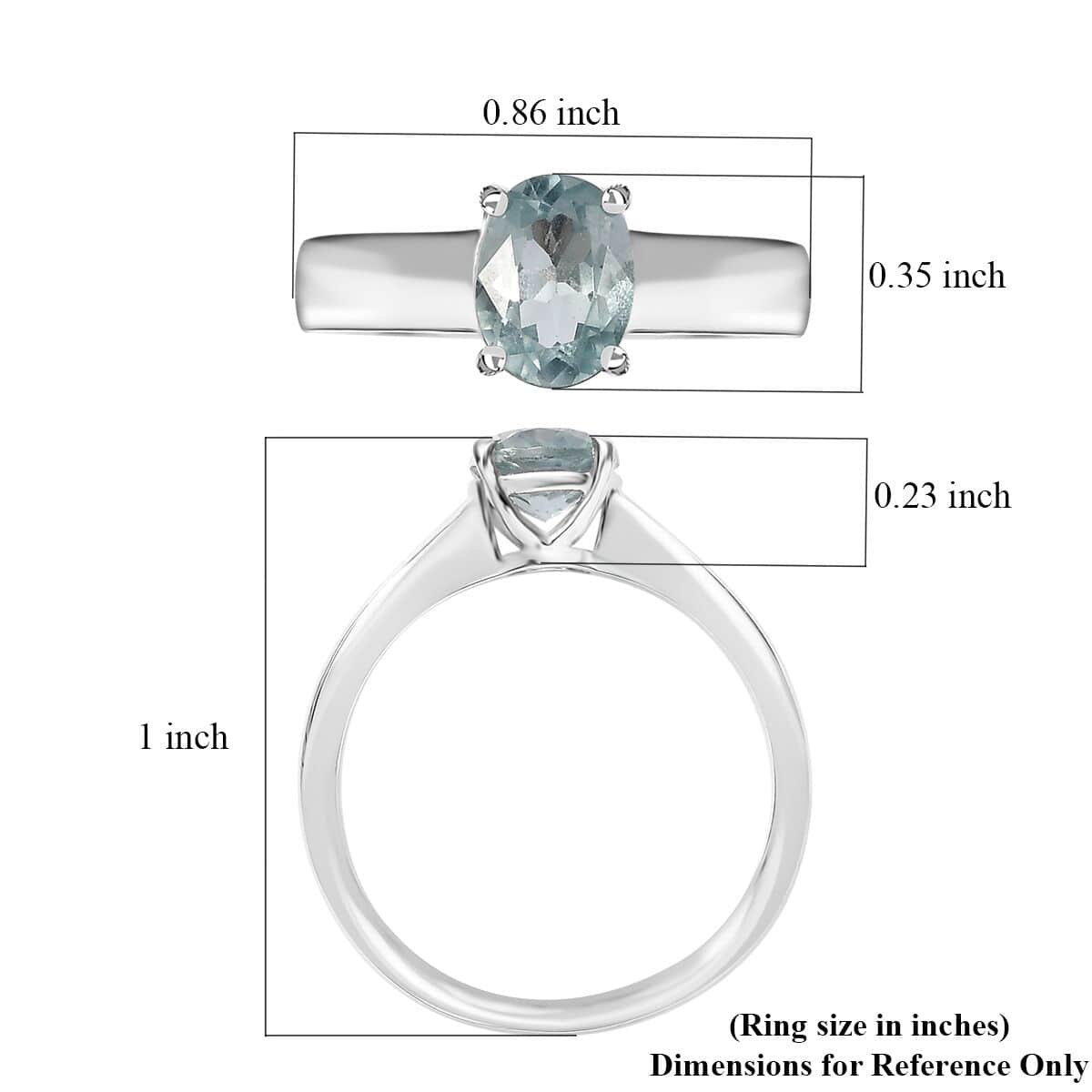 Aqua Kyanite Solitaire Ring in Platinum Over Sterling Silver (Size 7.0) 1.40 ctw image number 5
