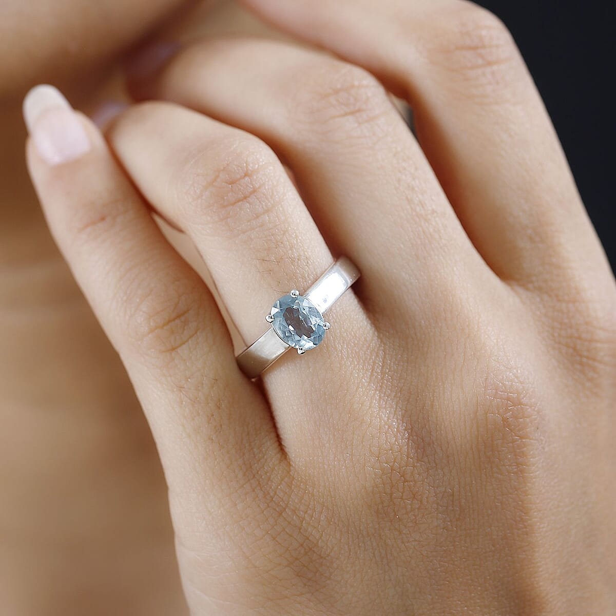 Aqua Kyanite Solitaire Ring in Platinum Over Sterling Silver (Size 8.0) 1.40 ctw image number 2