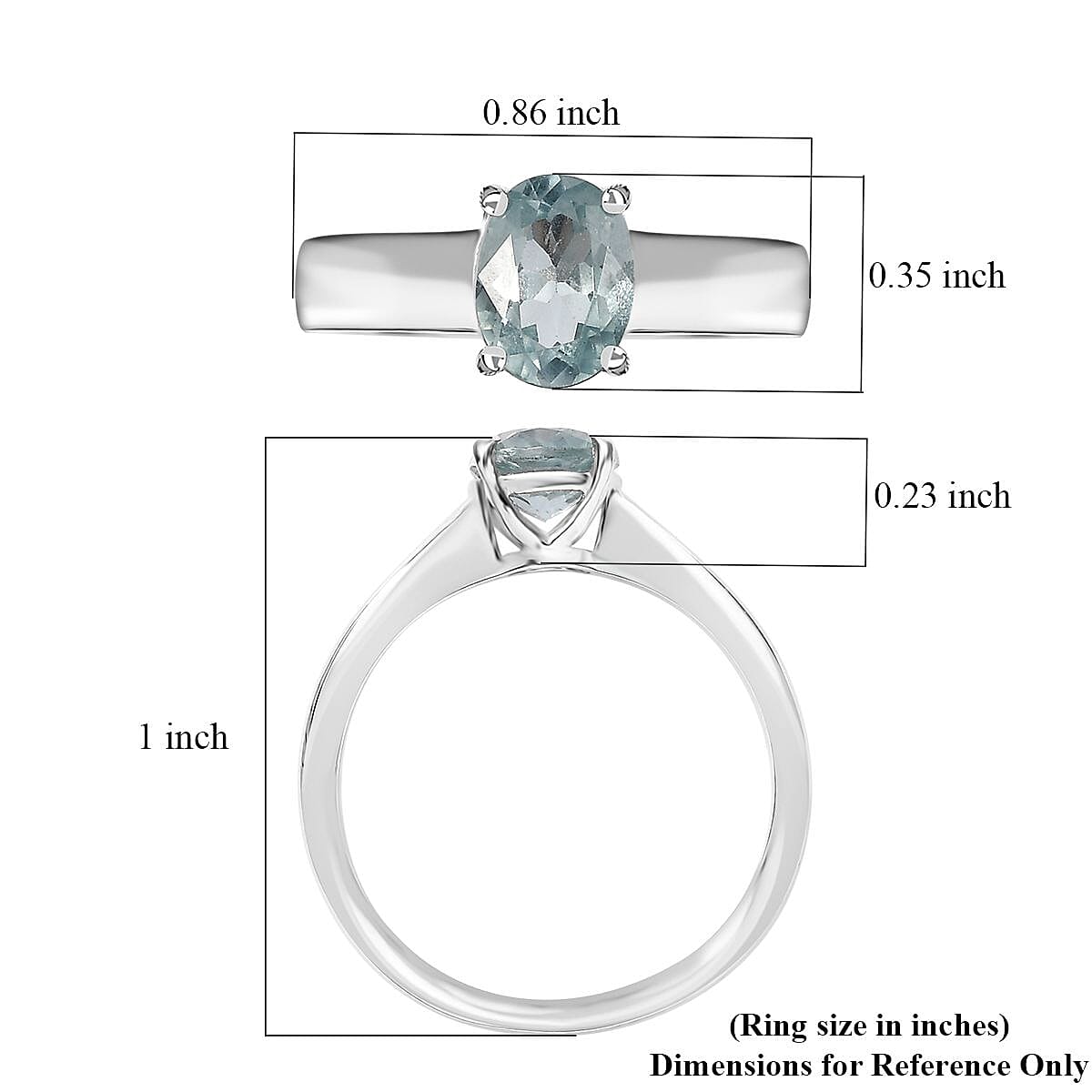 Aqua Kyanite Solitaire Ring in Platinum Over Sterling Silver (Size 8.0) 1.40 ctw image number 5