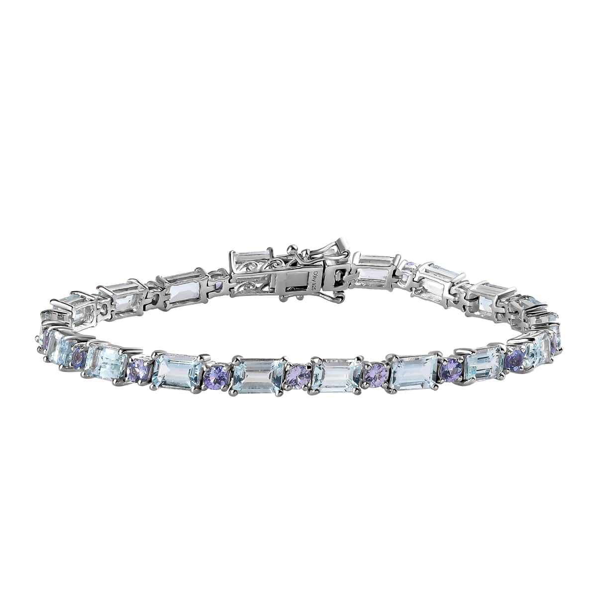 Premium Mangoro Aquamarine and Tanzanite Bracelet in Platinum Over Sterling Silver (7.25 In) 12.70 ctw image number 0