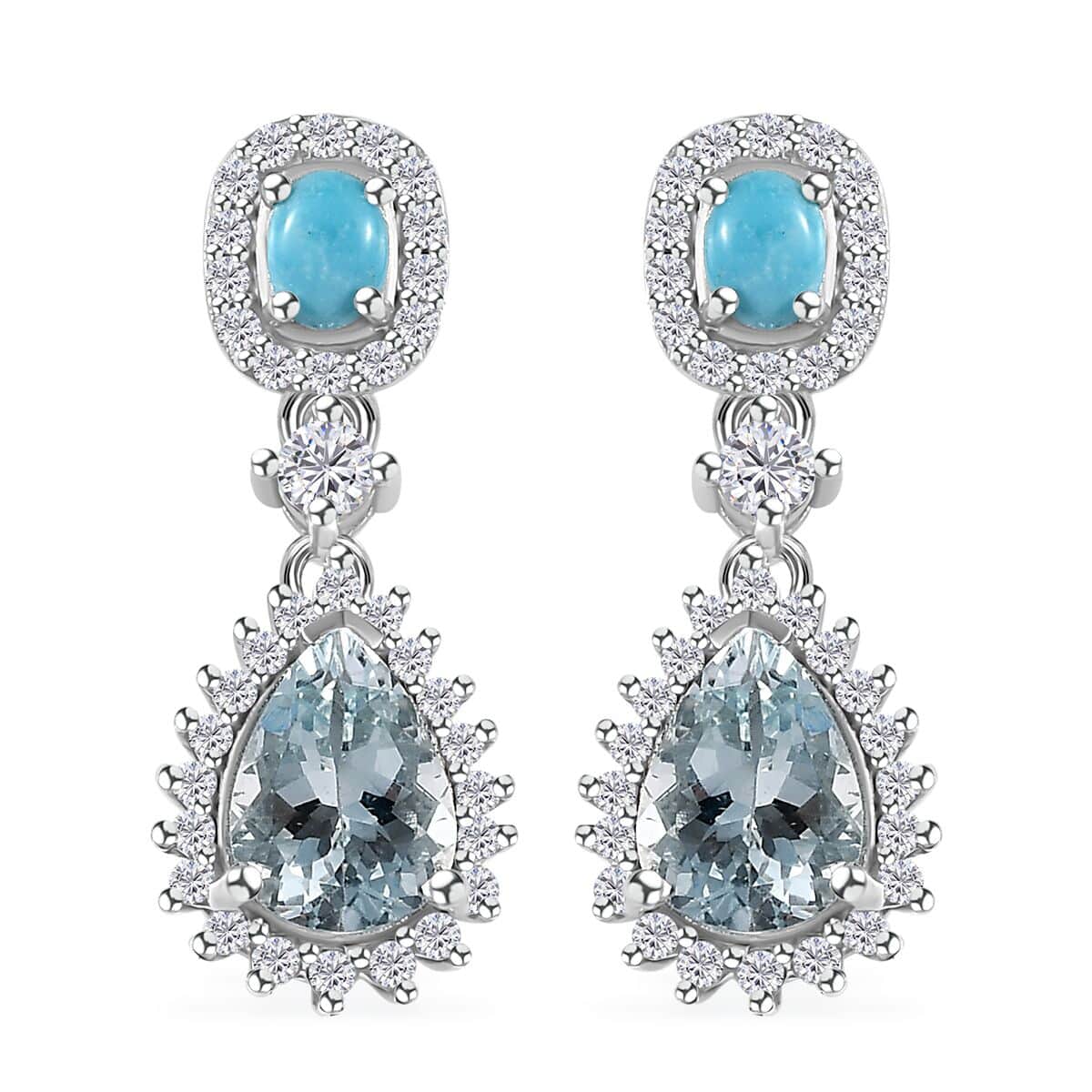 Buy Premium Mangoro Aquamarine and Multi Gemstone Dangling Earrings in ...