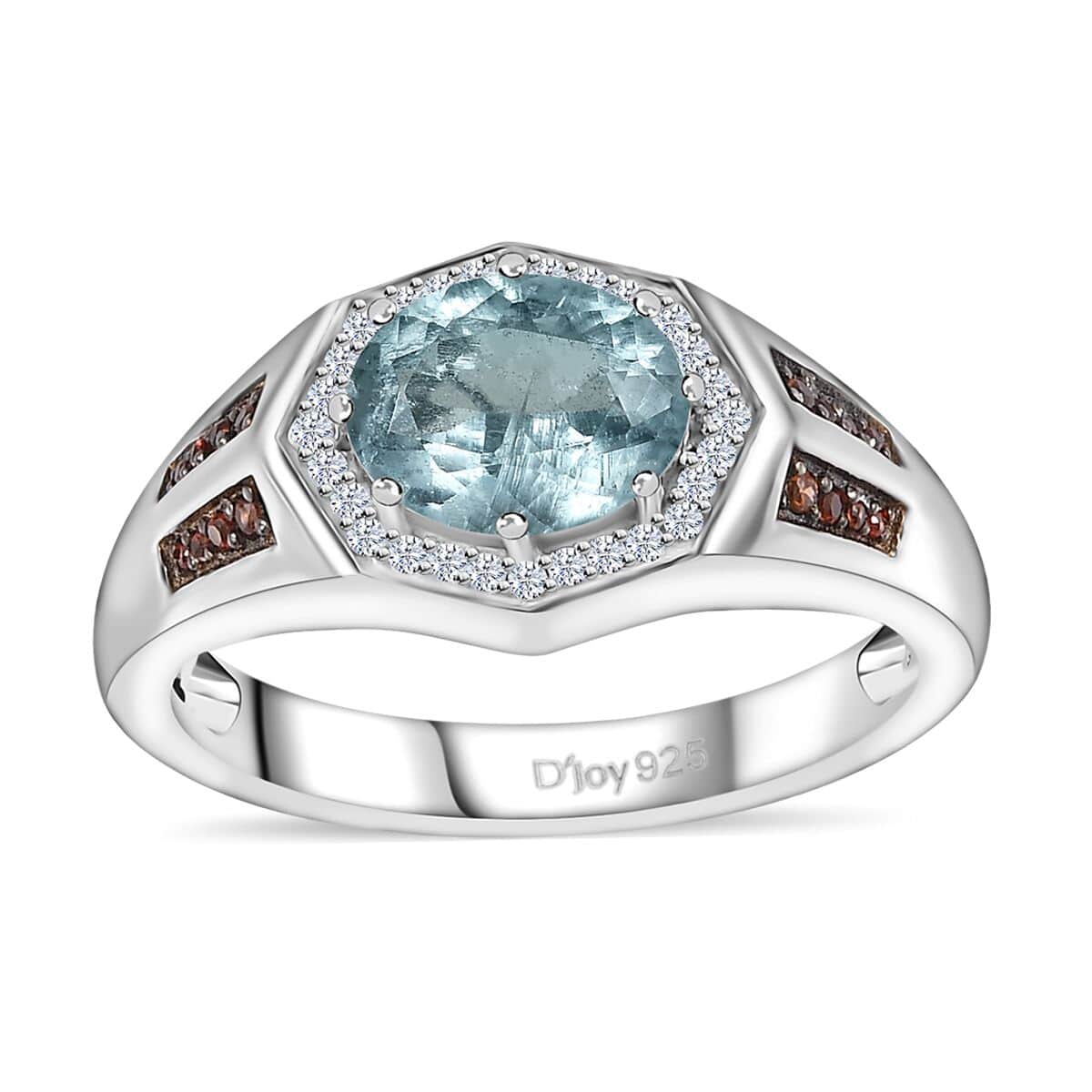 Premium Aqua Kyanite, Brown and White Zircon Men's Ring in Platinum Over Sterling Silver (Size 10.0) 2.35 ctw image number 0
