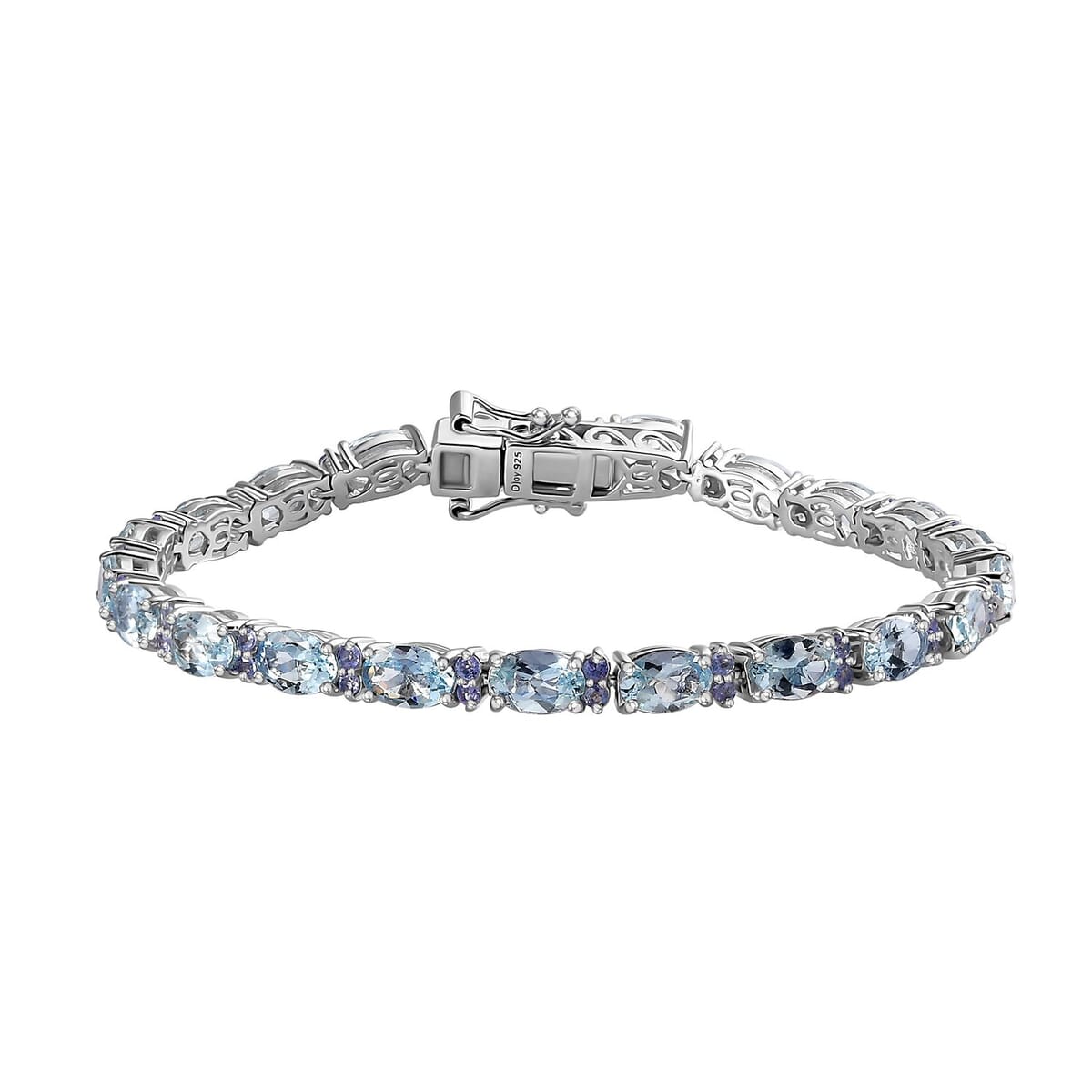 Premium Mangoro Aquamarine and Tanzanite Bracelet in Platinum Over Sterling Silver (6.50 In) 8.40 ctw image number 0