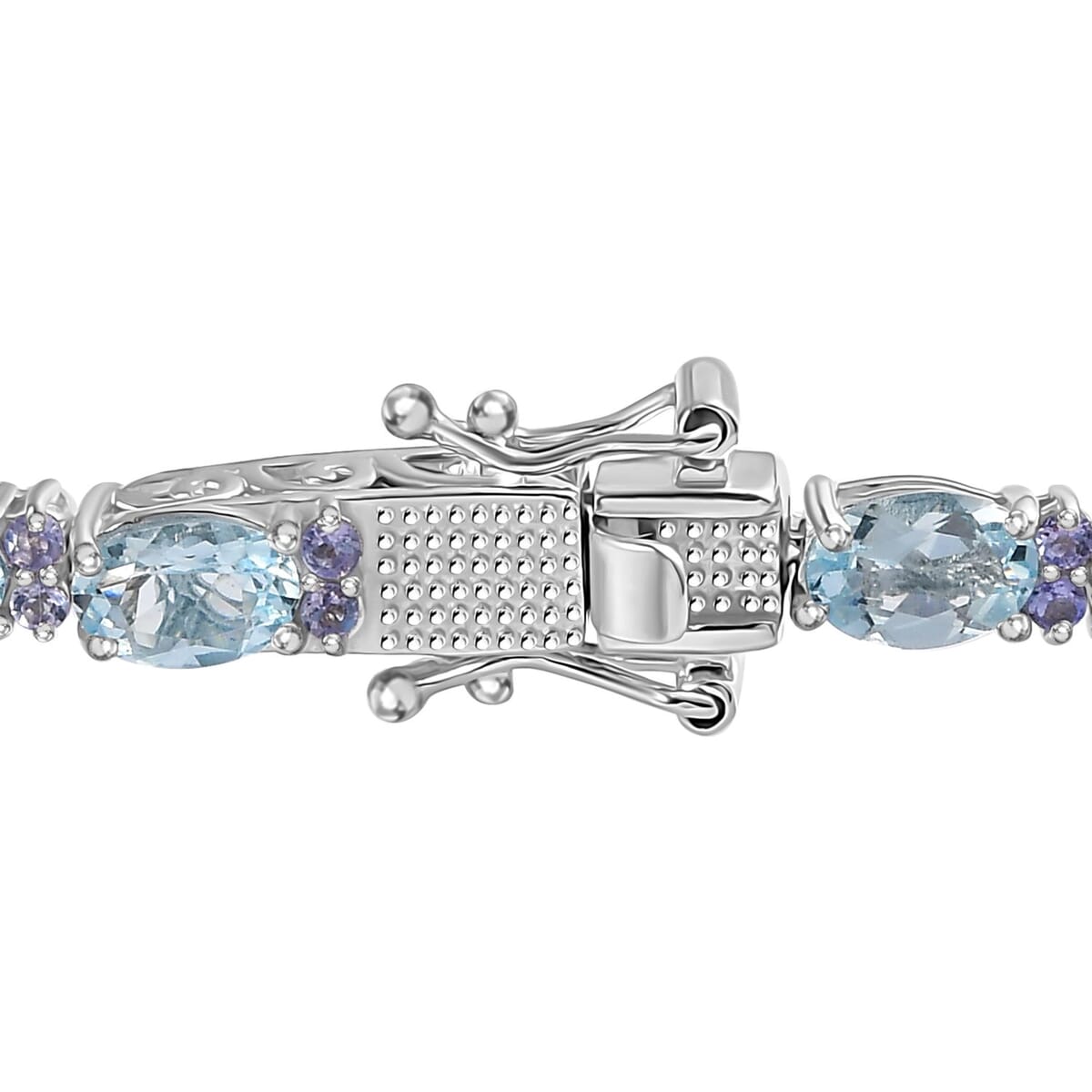 Premium Mangoro Aquamarine and Tanzanite Bracelet in Platinum Over Sterling Silver (6.50 In) 8.40 ctw image number 3