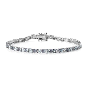 Premium Mangoro Aquamarine and Tanzanite Bracelet in Platinum Over Sterling Silver (8.00 In) 10.50 ctw