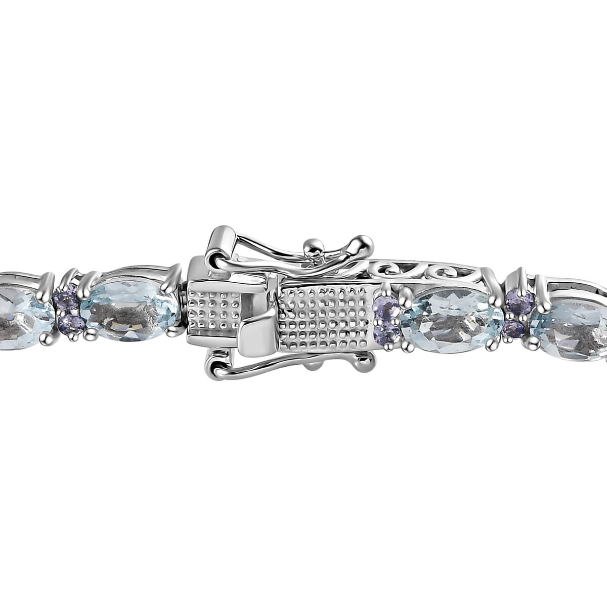 Premium Mangoro Aquamarine and Tanzanite Bracelet in Platinum Over Sterling Silver (8.00 In) 10.50 ctw image number 3