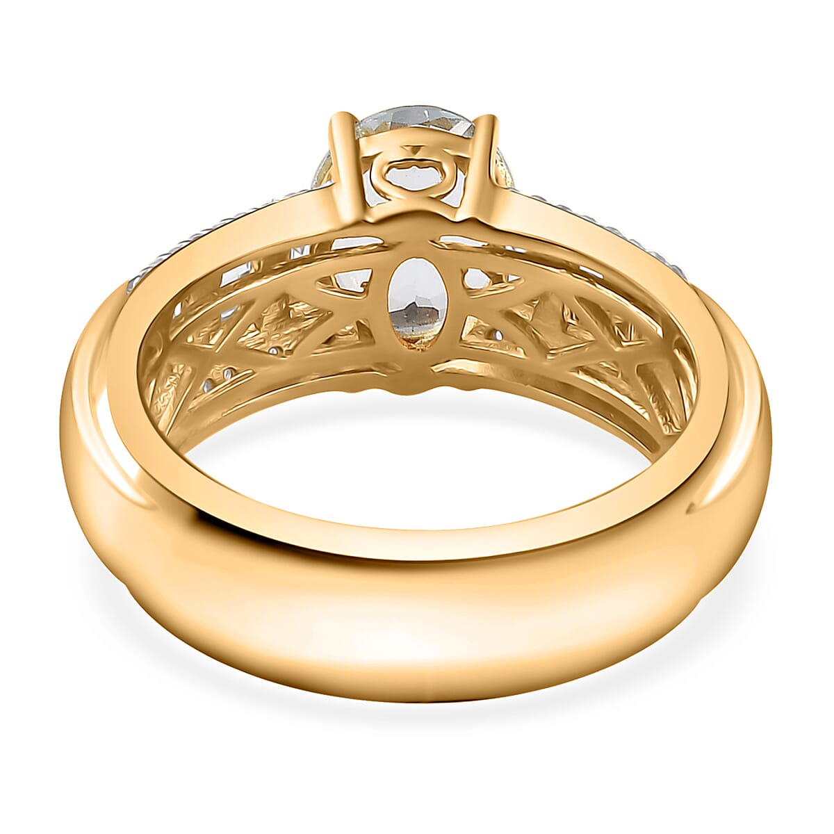 Premium Mangoro Aquamarine and White Zircon Ring in Vermeil Yellow Gold Over Sterling Silver (Size 6.0) 2.40 ctw