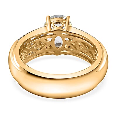 Premium Mangoro Aquamarine and White Zircon Ring in Vermeil Yellow Gold Over Sterling Silver (Size 6.0) 2.40 ctw