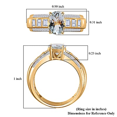 Premium Mangoro Aquamarine and White Zircon Ring in Vermeil Yellow Gold Over Sterling Silver (Size 6.0) 2.40 ctw