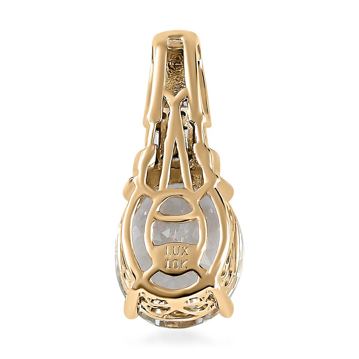 Luxoro 10K Yellow Gold Premium Mangoro Aquamarine and G-H I2 Diamond Pendant 3.15 ctw