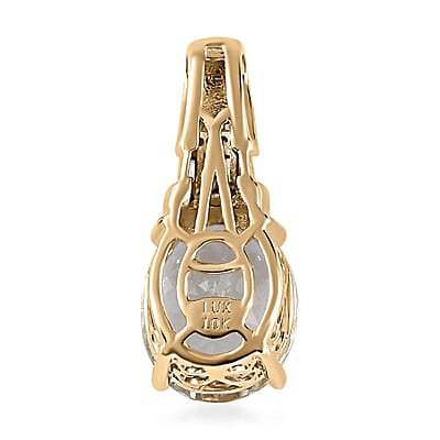 Luxoro 10K Yellow Gold Premium Mangoro Aquamarine and G-H I2 Diamond Pendant 3.15 ctw