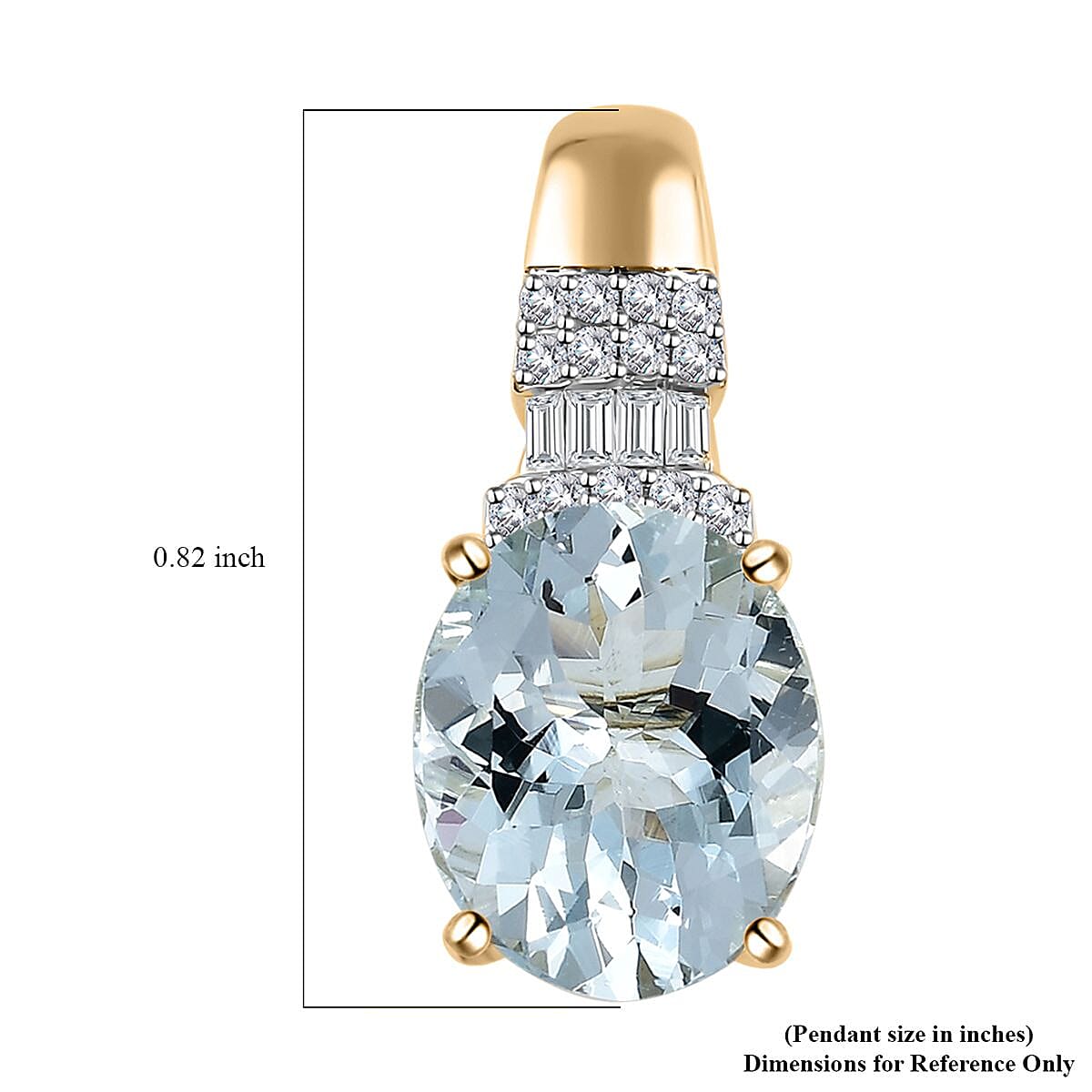 Luxoro 10K Yellow Gold Premium Mangoro Aquamarine and G-H I2 Diamond Pendant 3.15 ctw