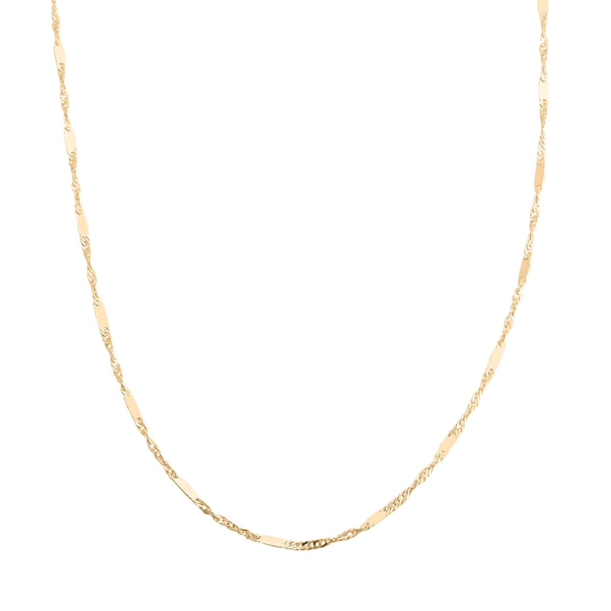 Italian 10K Yellow Gold 1.4mm Singapore Con Barre Chain Necklace 20 Inches 1.45 Grams image number 0