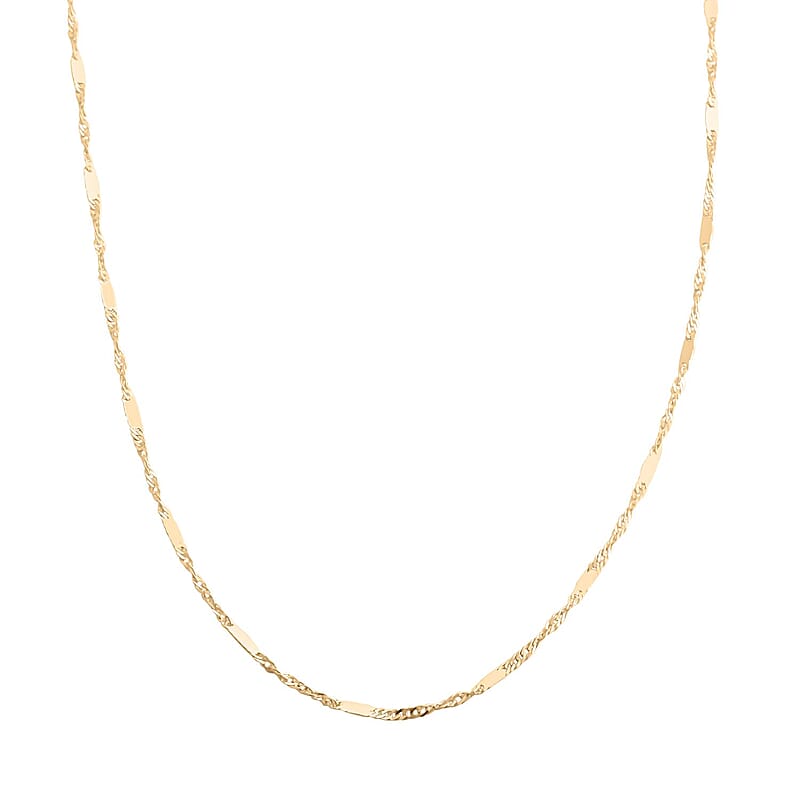 Italian 10K Yellow Gold 1.4mm Singapore Con Barre Chain Necklace 20 Inches 1.45 Grams