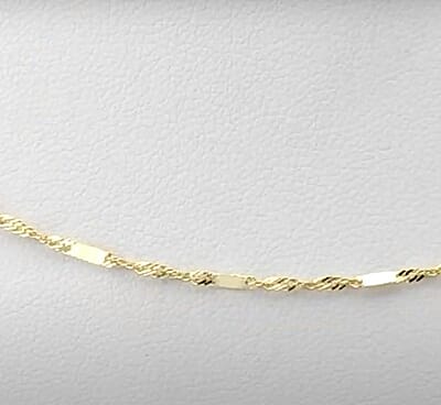 Italian 10K Yellow Gold 1.4mm Singapore Con Barre Chain Necklace 20 Inches 1.45 Grams