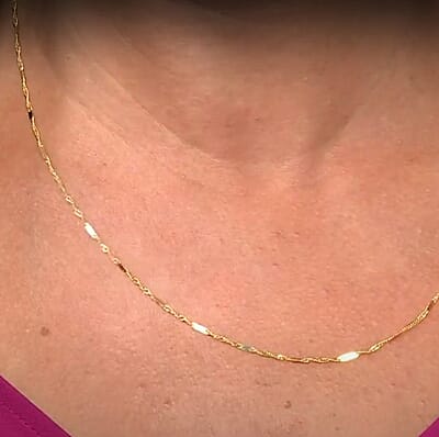 Italian 10K Yellow Gold 1.4mm Singapore Con Barre Chain Necklace 20 Inches 1.45 Grams