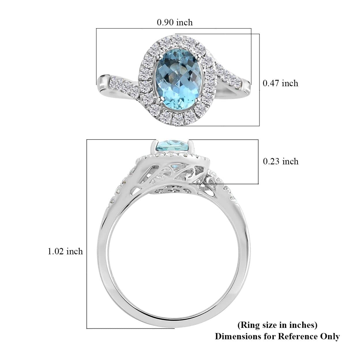 Luxoro 14K White Gold AAA Santa Maria Aquamarine and G-H I2 Diamond Ring (Size 6.0) 4.10 Grams 1.50 ctw image number 5