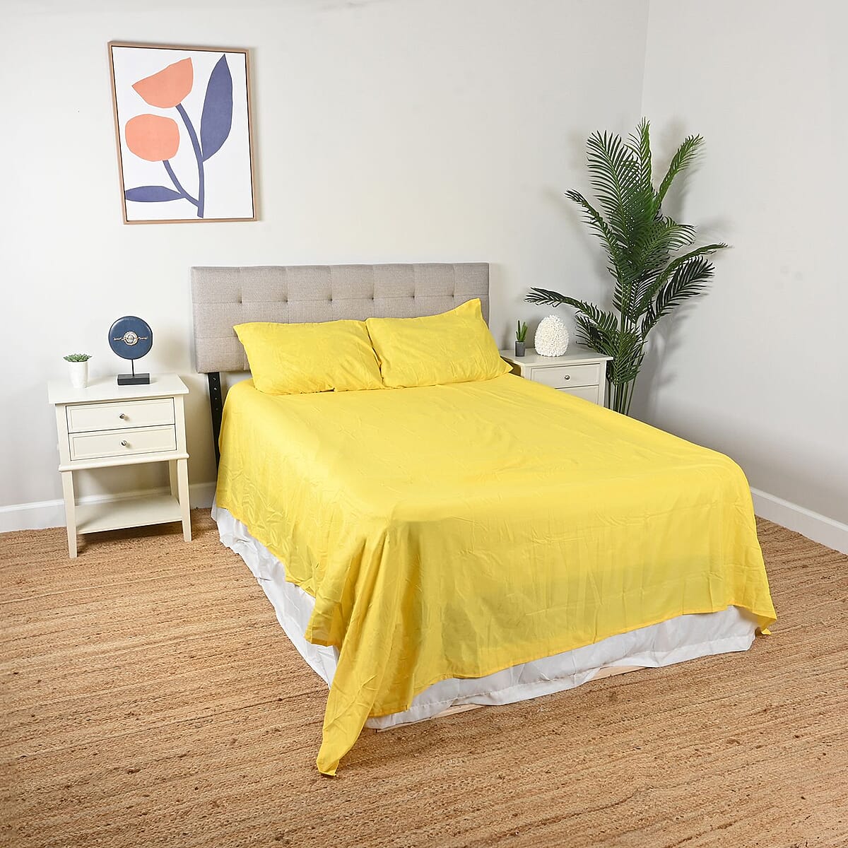 Supreme Living 4pcs Yellow Microfiber Sheet Set -Queen image number 0