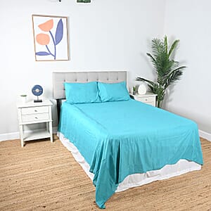 Closeout Supreme Living 4pcs Blue Microfiber Sheet Set -Queen