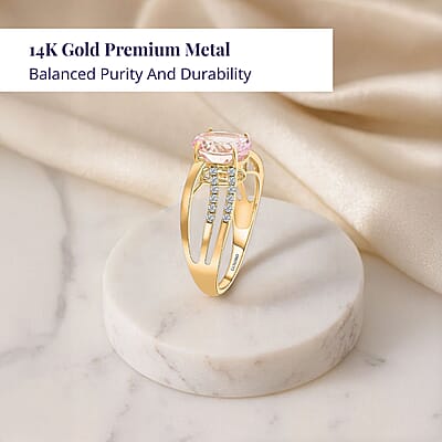 Luxoro AAA Palmeiras Pink Morganite and G-H I2 Diamond 1.90 ctw Ring in 14K Yellow Gold (Size 10.0)
