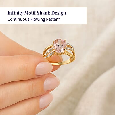 Luxoro AAA Palmeiras Pink Morganite and G-H I2 Diamond 1.90 ctw Ring in 14K Yellow Gold (Size 10.0)