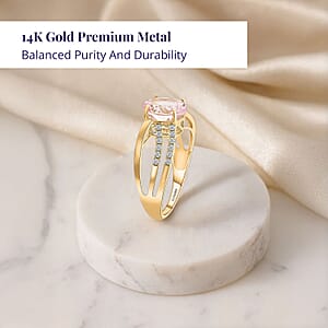 Luxoro AAA Palmeiras Pink Morganite and G-H I2 Diamond 1.90 ctw Ring in 14K Yellow Gold (Size 8.0)