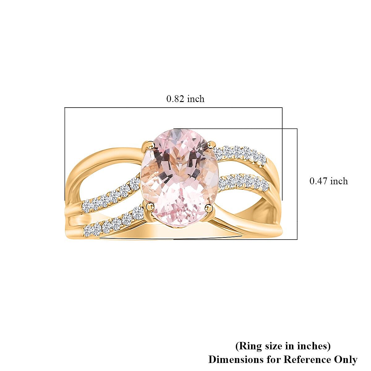 Luxoro AAA Palmeiras Pink Morganite and G-H I2 Diamond 1.90 ctw Ring in 14K Yellow Gold (Size 9.0) image number 5