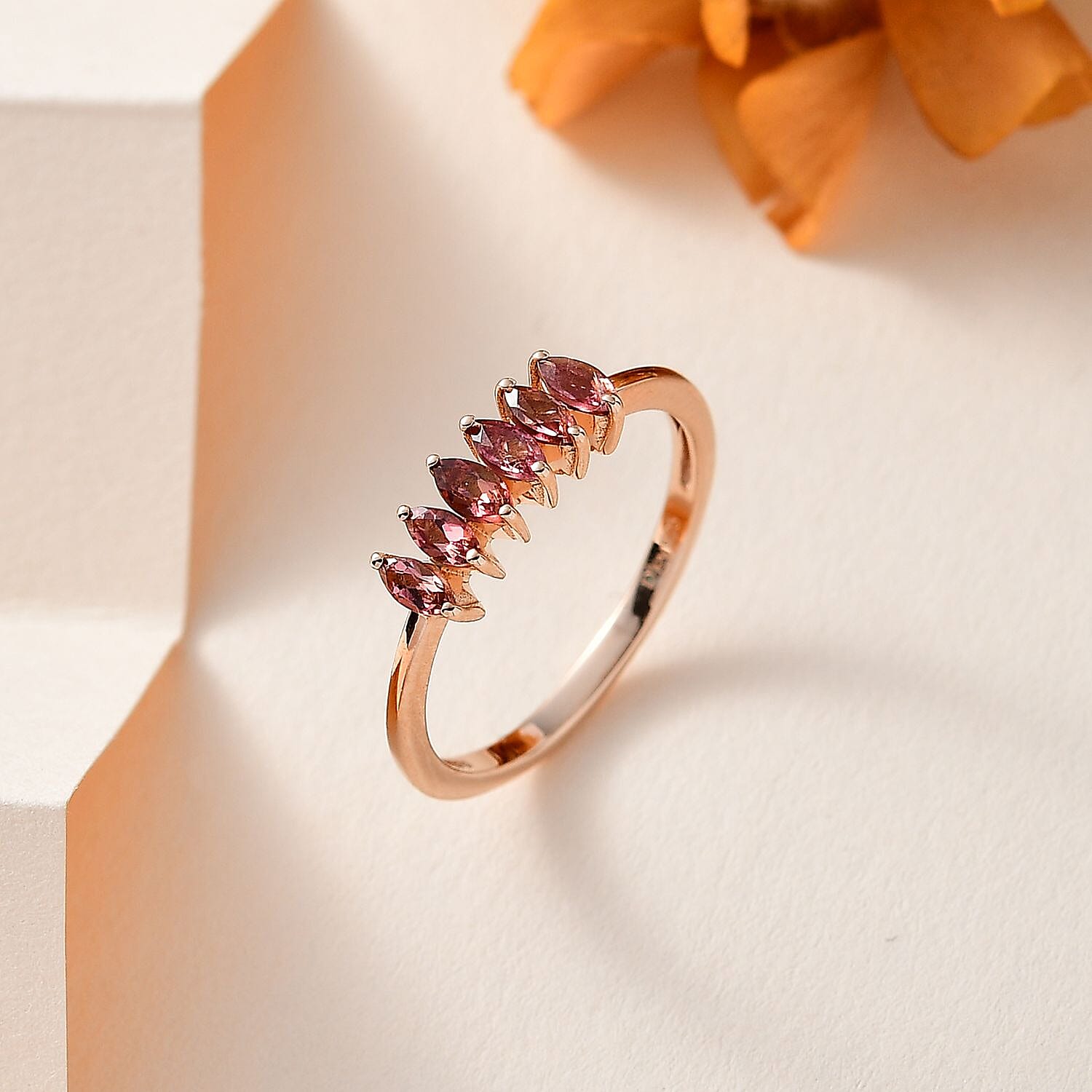 Blush Tourmaline Ring in Vermeil Rose Gold Over Sterling Silver (Size 10.0) 0.50 ctw