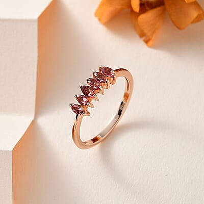 Blush Tourmaline Ring in Vermeil Rose Gold Over Sterling Silver (Size 10.0) 0.50 ctw