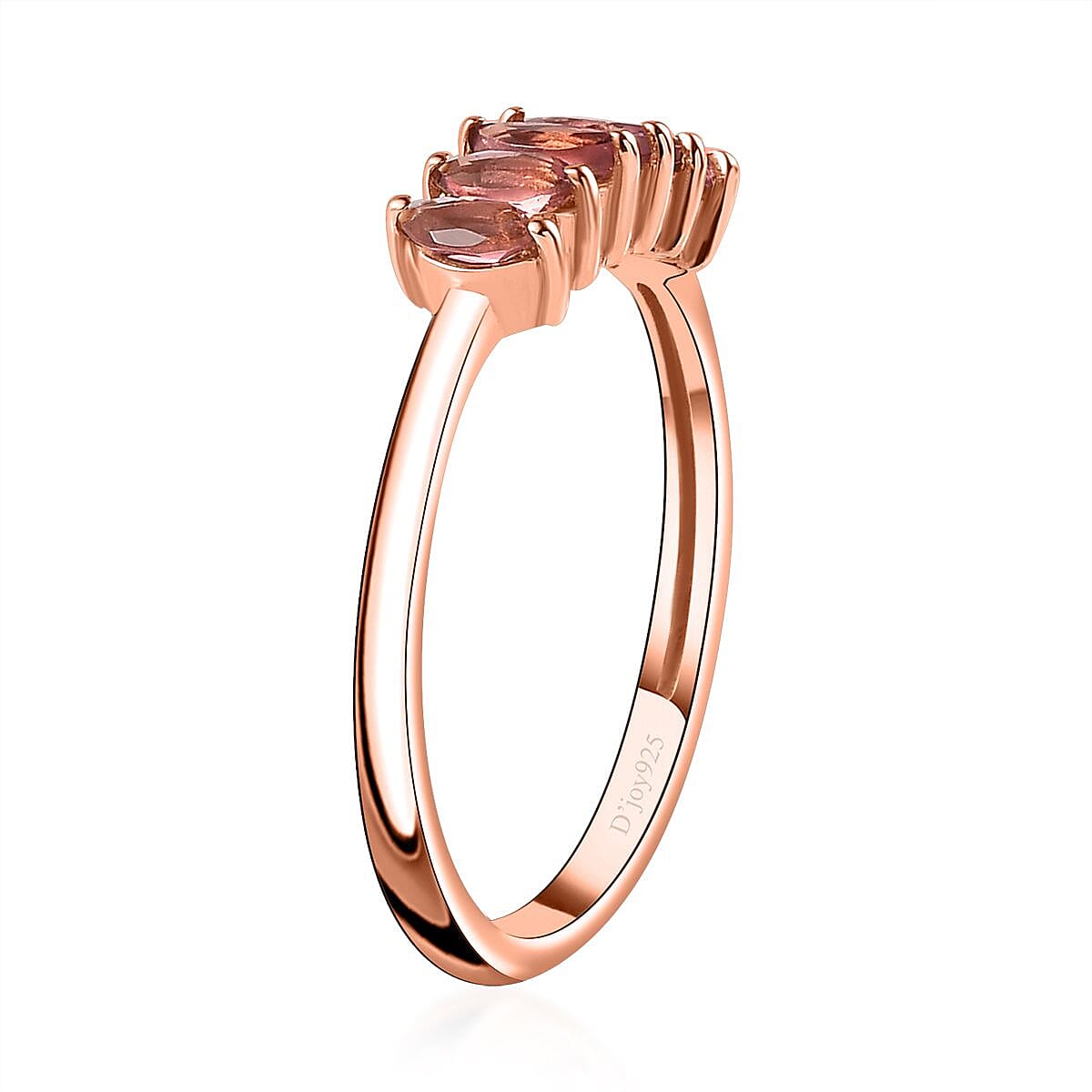 Premium Blush Tourmaline 5 Stone Ring in Vermeil Rose Gold Over Sterling Silver (Size 10.0) 0.50 ctw image number 3