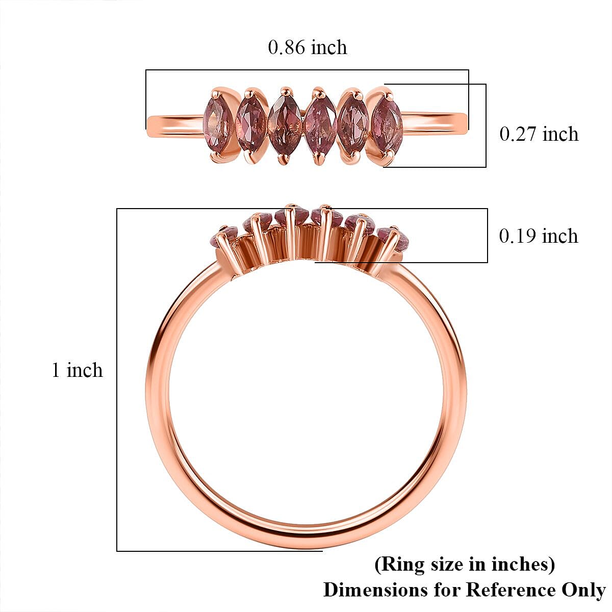 Premium Blush Tourmaline 5 Stone Ring in Vermeil Rose Gold Over Sterling Silver (Size 10.0) 0.50 ctw image number 5