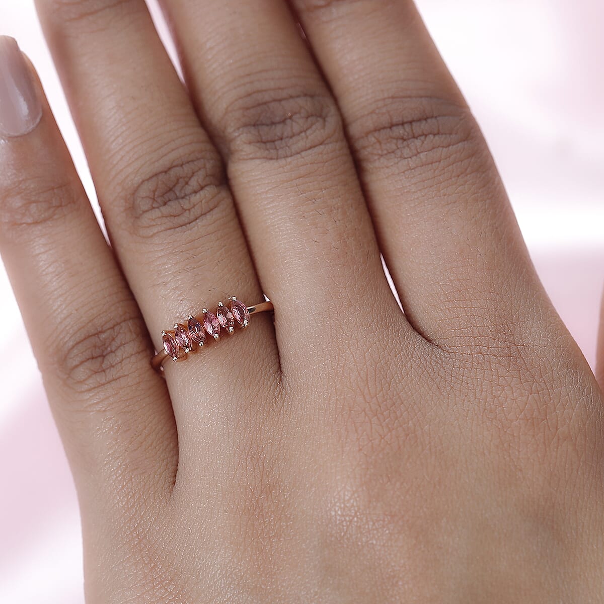 Blush Tourmaline Ring in Vermeil Rose Gold Over Sterling Silver (Size 7.0) 0.50 ctw image number 2