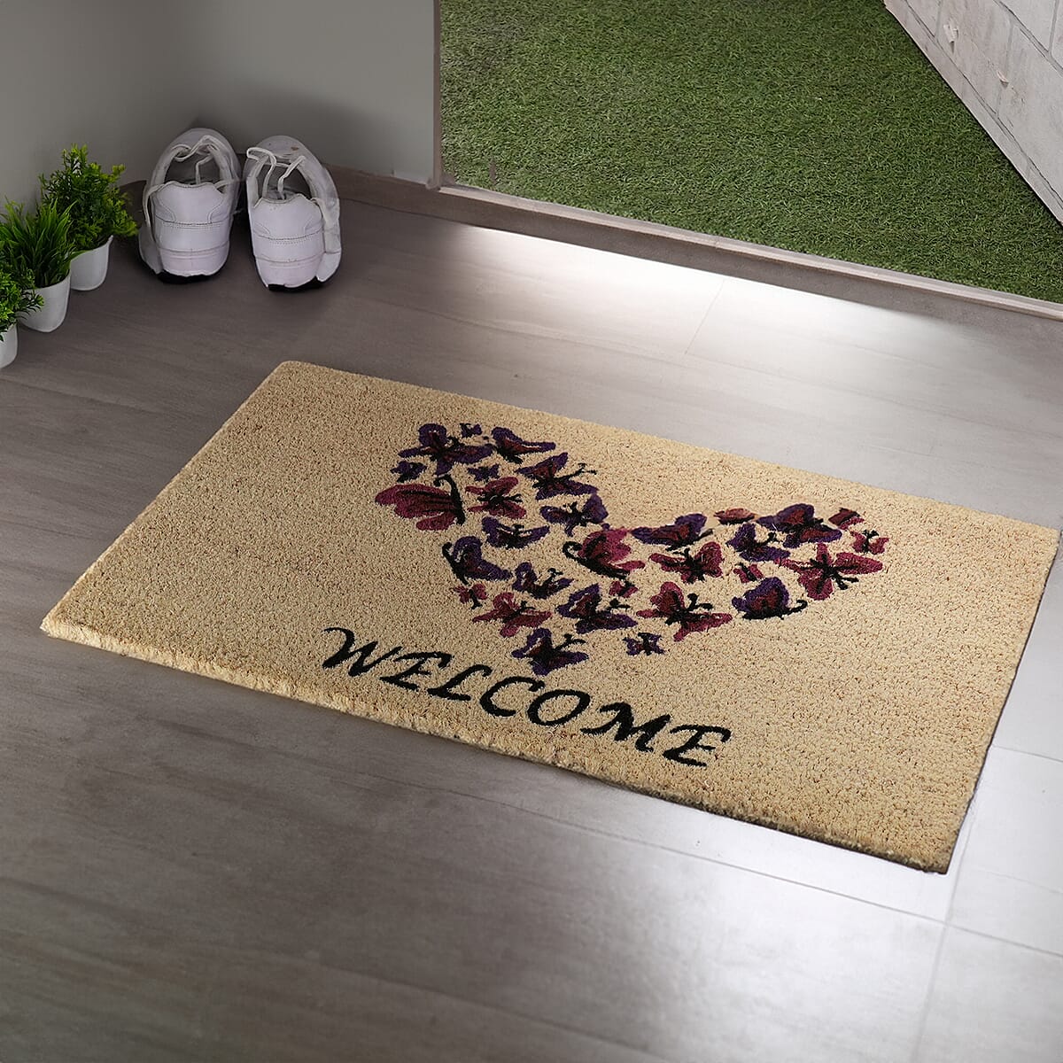 15mm PVC Backed Bleached Printed Coir Mat Size- 18&rdquo;x28&rdquo; image number 1