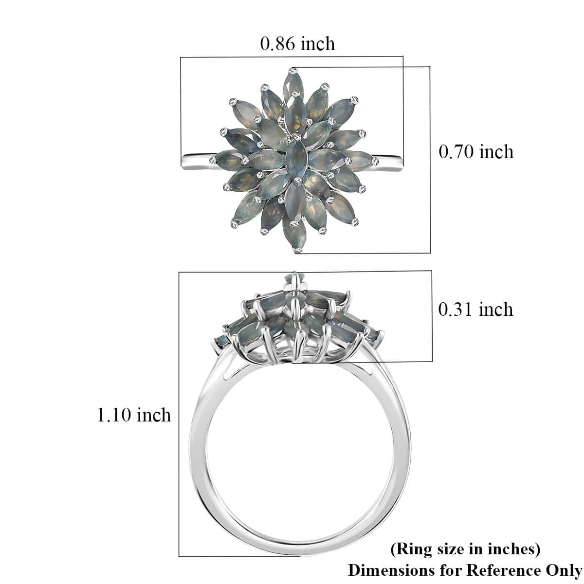Easter Deal Narsipatnam Alexandrite Floral Spray Ring in Platinum Over Sterling Silver (Size 10.0) 1.90 ctw image number 5